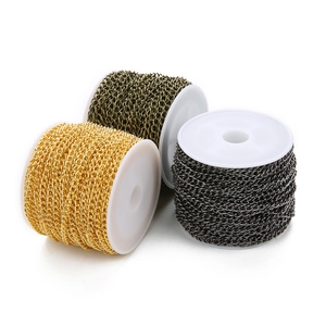 2mm Eisen-Gliederkette in Gold Bronze und Schwarz für DIY Schmuckherstellung