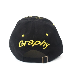 Casquette de baseball en coton noir avec broderie Graphy jaune et boucle métallique