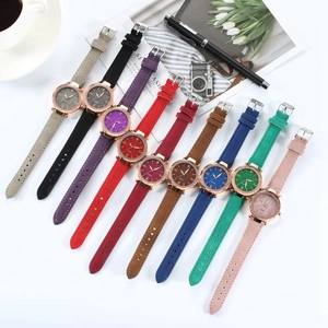 Variety of women's quartz watches with glitter star dials and colorful leather bands