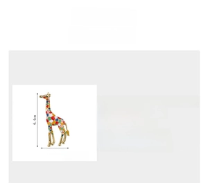 Detailed size specifications for the enamel giraffe brooch with dimensions and material info