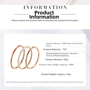 Detailed spec sheet of 1mm titanium steel enamel rings with vacuum gold plating details
