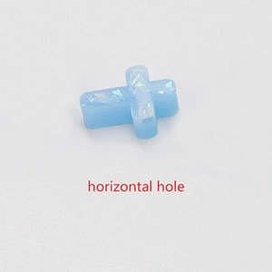 Blue opal synthetic cross bead with horizontal hole for DIY jewelry making