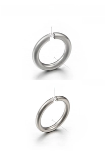 Detail view of 3mm and 4mm stainless steel rings with zircon settings and weight info