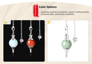 Detailed comparison of multi-colored round gemstone pendulum pendants with silver metal clasps