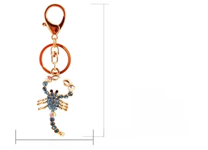 Dimensioni dettagliate del portachiavi scorpione di cristallo con specifiche dei materiali