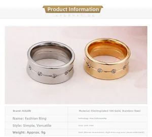 Detail showing 10mm gold and steel rings with micro-inlaid cubic zirconia stones
