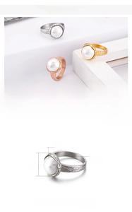 Size specifications for shell inlay stainless steel rings in gold, silver, and rose gold