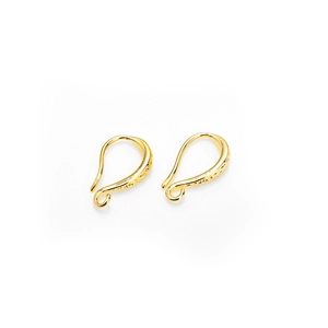 Classic gold-colored metal ear hooks with textured finish for DIY jewelry making