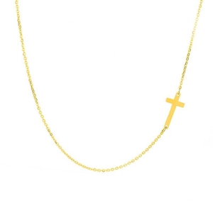 Goldene Edelstahlkette mit horizontalem Kreuzanhänger für Damen im Minimal-Look
