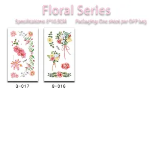 Waterproof floral temporary tattoo set with rose and cherry blossom designs 6x10.5cm