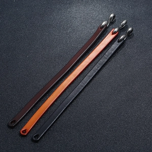 Three retro genuine leather bracelets in dark brown, light brown and black with metal hooks