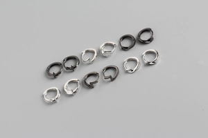 Set of 6 pairs of minimalist silver and black S925 sterling silver hoop earrings