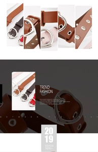 Collage of leather belts with silver heart buckles and metal eyelets in multiple colors