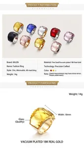 Détails de bagues en acier de 18mm avec pierres en verre facettées, spécification de 14g