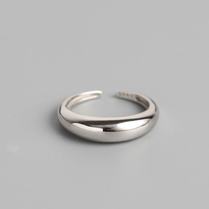 Polished S925 sterling silver open ring with adjustable minimalist sleek design