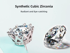 Macro shot of sterling silver crown stud earrings with cubic zirconia stones