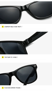 Detail view of comfortable nose pads and durable hinges on black retro sunglasses
