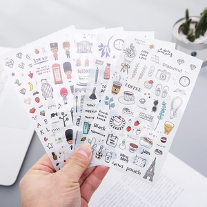 Watercolor Stickers DIY Journal Scrapbook Decals Cute Illustration Travel Lifestyle Theme Adhesive Decoration