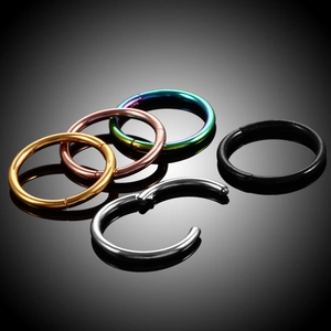 Anneaux clicker à charnière en acier inoxydable en cinq couleurs pour nez et oreilles