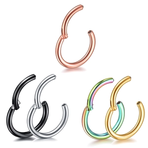 Cinq couleurs d'anneaux segmentés à charnière en acier inoxydable pour piercings