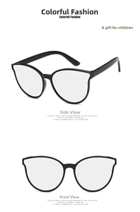 Detail view of round black frames for children's sunglasses with UV protection lenses