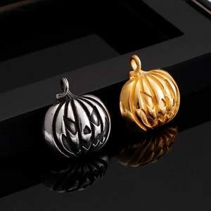 Pendentifs citrouille en acier titane doré et argenté pour bijoux DIY d'Halloween