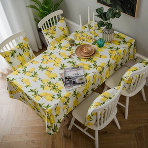 Waterproof lemon print tablecloth and chair covers in fresh Korean INS style home decor