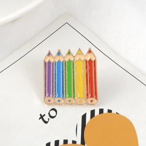 Colorful pencil enamel brooch in zinc alloy with vibrant five-color pencil design