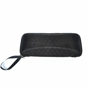 Durable EVA hard shell sunglasses case with zipper and black honeycomb texture finish