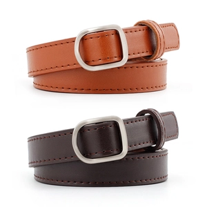 Women's Fashionable Faux Leather Belt Hole-Free Slim Waistband With Alloy Smooth Buckle Casual Commute Style