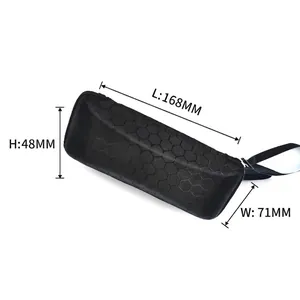 Portable EVA hard shell sunglasses case in black with honeycomb texture and 168mm length