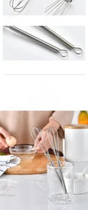 Close-up of spring coil design on a stainless steel mini manual egg whisk tool