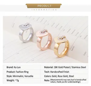 Detailed comparison of 18K gold plated heart rings in gold, rose gold and silver finishes