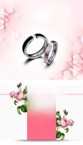 Détail de bagues de couple en acier titane avec finition brossée noir et or rose et zircon