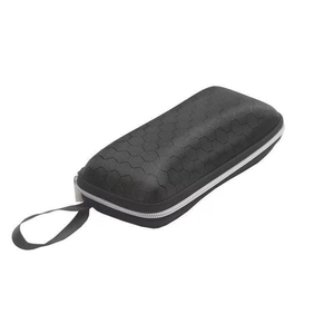 Portable black EVA sunglasses case with honeycomb texture and zipper closure