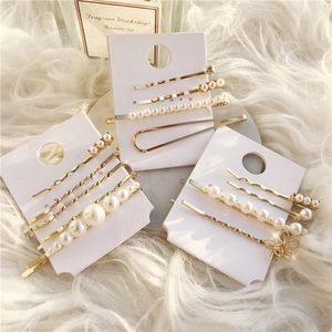 Alloy Faux Artificial Pearl Hair Clips Geometric Rhinestone Flower Bobby Pins Elegant Hair Accessories For Women Sweet Style