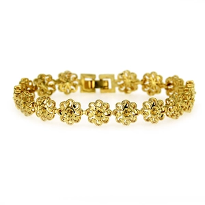Hollow Out Flower Link Bracelet Alloy Gold Geometric Fashion Jewelry For Women With Folding Clasp Trendy