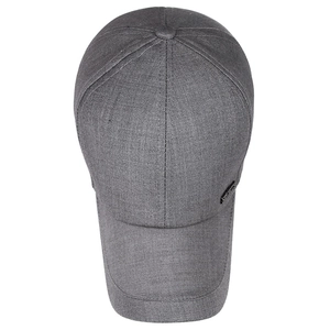 Classic dark grey six-panel sports baseball cap with a metal logo for men and women