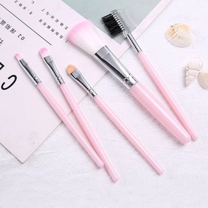 Professional Makeup Brush Synthetic Fiber Bristles Plastic Handle Aluminum Ferrule Portable Cosmetic Tools For Eyeshadow Blush Lip Pink Black