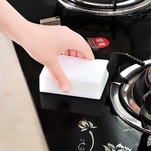 White nano magic cleaning sponge cube for kitchen stovetop and multi-surface stain removal