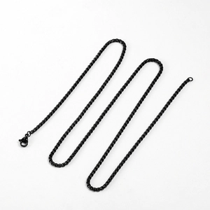 Minimalist black stainless steel box chain necklace with a secure lobster clasp