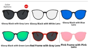 Multiple color options for kids round frame sunglasses with tinted and mirrored lenses