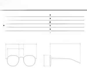 Detailed size chart for kids round sunglasses showing lens and frame dimensions in mm