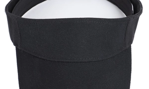 Black empty top sun visor hat closeup, breathable fabric outdoor sports sun protection