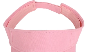 Close-up detail of the pink women's empty top sun visor, highlighting fine stitching and strap.