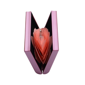 3D pop-up pink rose ring box with elegant paper flower for romantic proposals