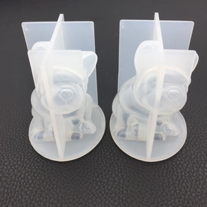 Detailed view of flexible French Bulldog silicone molds for DIY resin and gypsum crafts