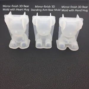 DIY silicone molds for crystal resin bears in standing, heart-holding, and hugging poses