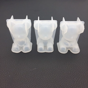 Three translucent 3D silicone bear molds for DIY resin casting and aromatherapy stone art