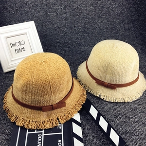Chapeau de paille pour enfants avec bord à franges et nœud pour la mode d'automne